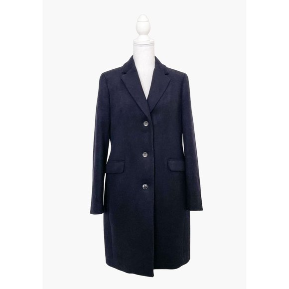J. Crew Jackets & Blazers - J. Crew Factory Wool Topcoat Size 8 Navy Blue Single Breasted Overcoat Peacoat